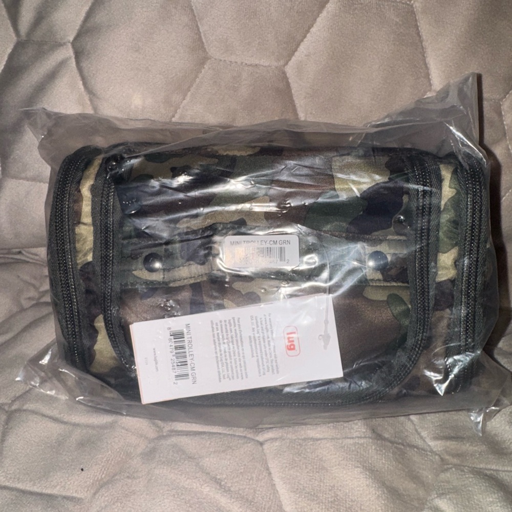 NWT still in bag, lug mini trolley cosmetic case in camo green